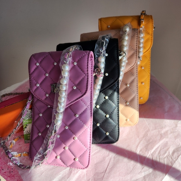 Badgley Mischka Handbags - Badgley Mischka Diamond Quilt phone cases, crossbody w/pearls, NWT-SELECT ONE!